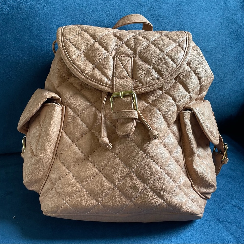 ASOS Blush Faux Leather Quilted Backpack